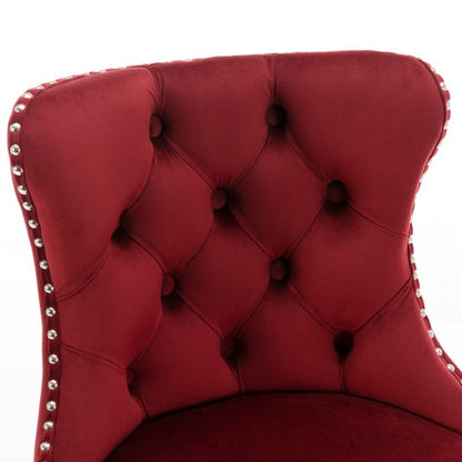 Swivel Velvet Barstools Adjusatble Seat Height from 25-33 Inch, Chrome base Bar Stools with Backs Comfortable Tufted for Home Pub and Kitchen Island, Wine Red,Burgundy,Set of 2