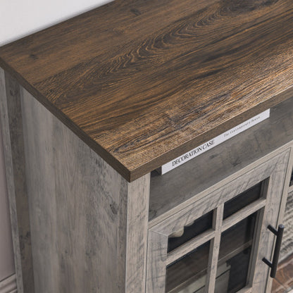 55 inch TV Media Stand with Electric Fireplace KD Inserts Heater,Gray Wash Color