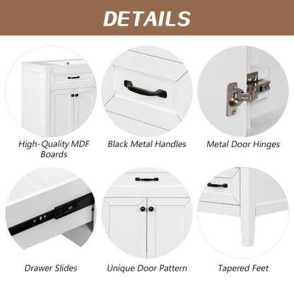 36" Bathroom Vanity with Sink Combo, White Bathroom Cabinet with Drawers, Solid Frame and MDF Board (Old Sku:JL000007AAK)