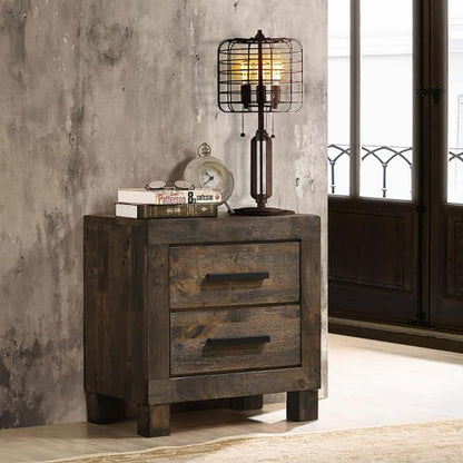 Rustic Golden Brown 2-Drawer Wood Nightstand