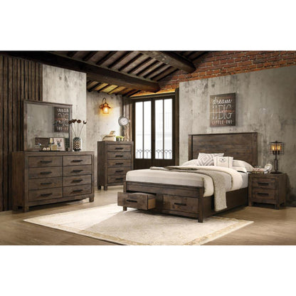 Rustic Golden Brown 2-Drawer Wood Nightstand