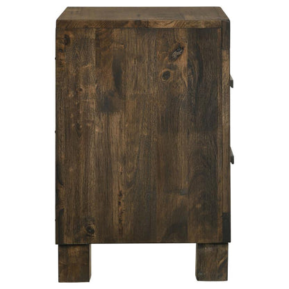 Rustic Golden Brown 2-Drawer Wood Nightstand