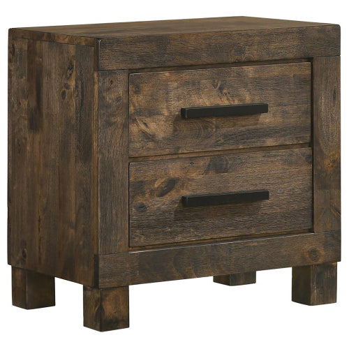 Rustic Golden Brown 2-Drawer Wood Nightstand