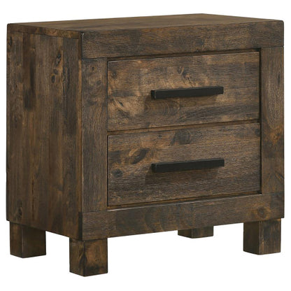 Rustic Golden Brown 2-Drawer Wood Nightstand