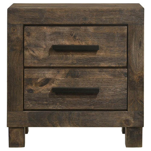 Rustic Golden Brown 2-Drawer Wood Nightstand
