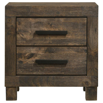 Rustic Golden Brown 2-Drawer Wood Nightstand