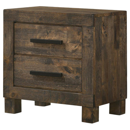 Rustic Golden Brown 2-Drawer Wood Nightstand