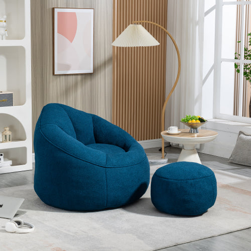 Compressed High-Pressure Foam Adult Bean Bag Sofa Chair with Footrest for Living Room Bedroom
