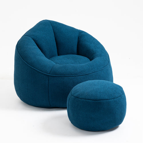 Compressed High-Pressure Foam Adult Bean Bag Sofa Chair with Footrest for Living Room Bedroom