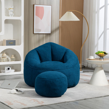 Compressed High-Pressure Foam Adult Bean Bag Sofa Chair with Footrest for Living Room Bedroom