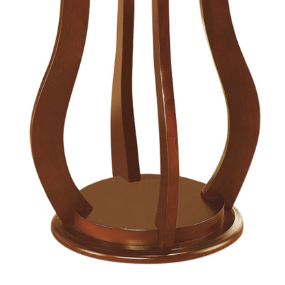 Brown Round Accent Table with Faux Marble Top, Rubberwood & MDF Pedestal Side Table, 28.5inch H