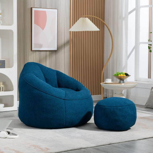 Compressed High-Pressure Foam Adult Bean Bag Sofa Chair with Footrest for Living Room Bedroom