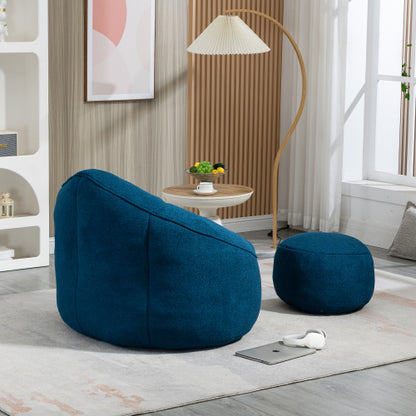 Compressed High-Pressure Foam Adult Bean Bag Sofa Chair with Footrest for Living Room Bedroom