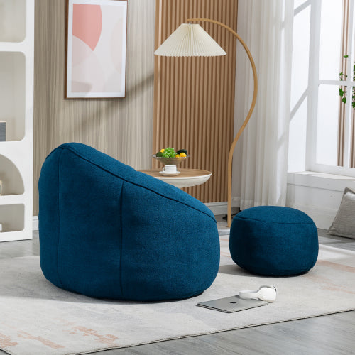Compressed High-Pressure Foam Adult Bean Bag Sofa Chair with Footrest for Living Room Bedroom