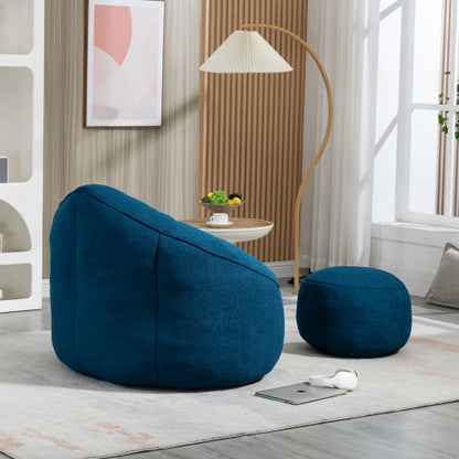 Compressed High-Pressure Foam Adult Bean Bag Sofa Chair with Footrest for Living Room Bedroom