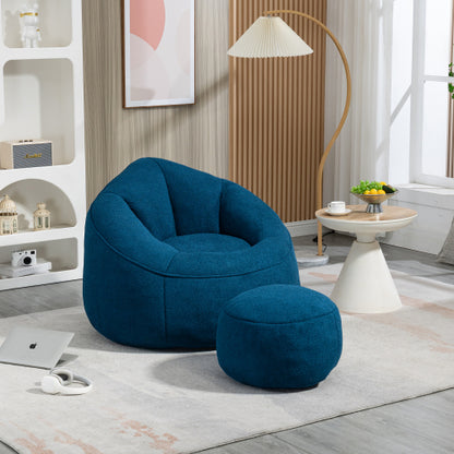 Compressed High-Pressure Foam Adult Bean Bag Sofa Chair with Footrest for Living Room Bedroom