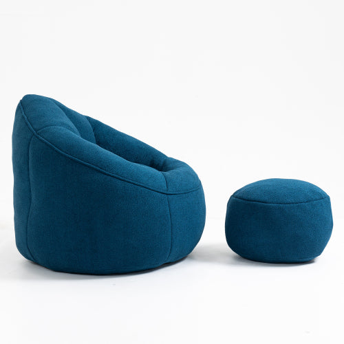 Compressed High-Pressure Foam Adult Bean Bag Sofa Chair with Footrest for Living Room Bedroom