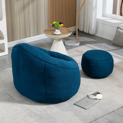 Compressed High-Pressure Foam Adult Bean Bag Sofa Chair with Footrest for Living Room Bedroom