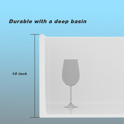 32"x19"x10" Undermount Single Bowl Porcelain Fireclay Kitchen Sink - Dual Mount White Fireclay Rectangular Deep Single Bowl Sink Basin