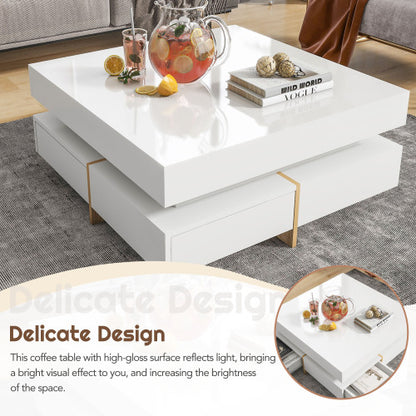White Modern High Gloss Four-Drawer Living Room Storage Coffee Table