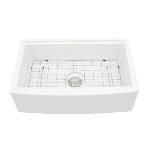White Farmhouse Sink Workstation - 33 x 21 x 10 inch White Porcelain Ceramic Single Bowl Farm Kitchen Sink