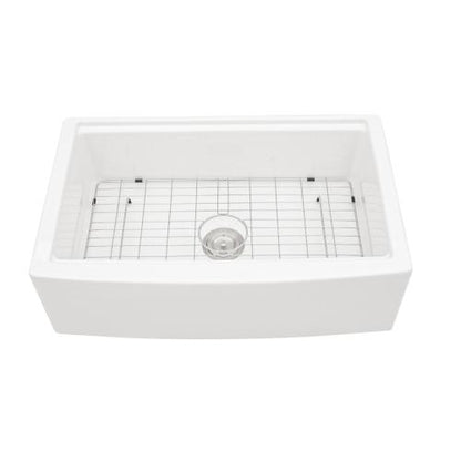 White Farmhouse Sink Workstation - 33 x 21 x 10 inch White Porcelain Ceramic Single Bowl Farm Kitchen Sink