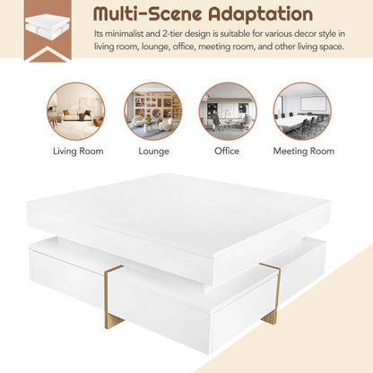 White Modern High Gloss Four-Drawer Living Room Storage Coffee Table