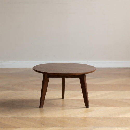 Solid Oak Wood Coffee Table Round Center Table Walnut Study Desk Living Room