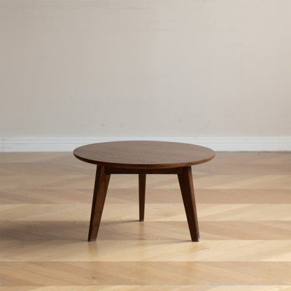 Solid Oak Wood Coffee Table Round Center Table Walnut Study Desk Living Room