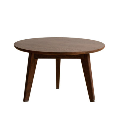 Solid Oak Wood Coffee Table Round Center Table Walnut Study Desk Living Room
