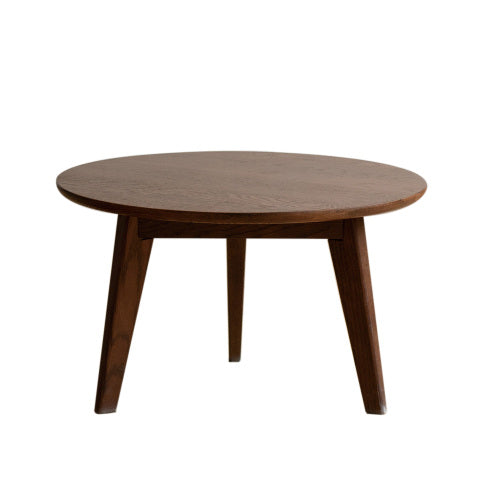 Solid Oak Wood Coffee Table Round Center Table Walnut Study Desk Living Room