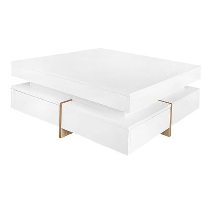 White Modern High Gloss Four-Drawer Living Room Storage Coffee Table