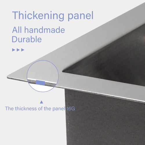Single Bowl Undermount Workstation Kitchen Sink - 23"x19"x 10" Inch 16 Gauge Stainless Steel Deep Sink