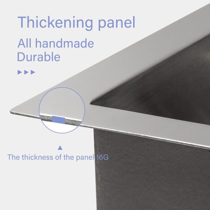 Single Bowl Undermount Workstation Kitchen Sink - 23"x19"x 10" Inch 16 Gauge Stainless Steel Deep Sink