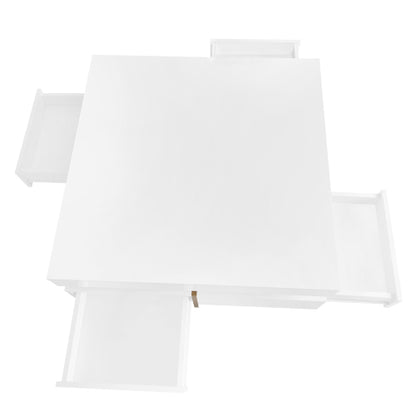 White Modern High Gloss Four-Drawer Living Room Storage Coffee Table