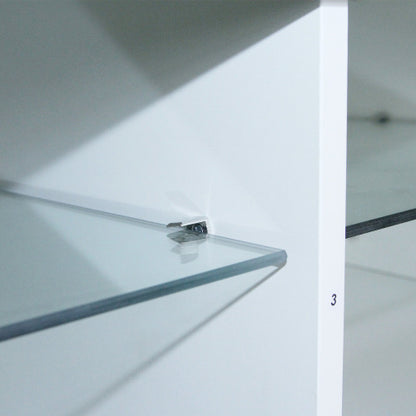 57.1 Inch Modern White LED TV Stand with Adjustable Glass Shelves & Large Drawer for 60 Inch TV