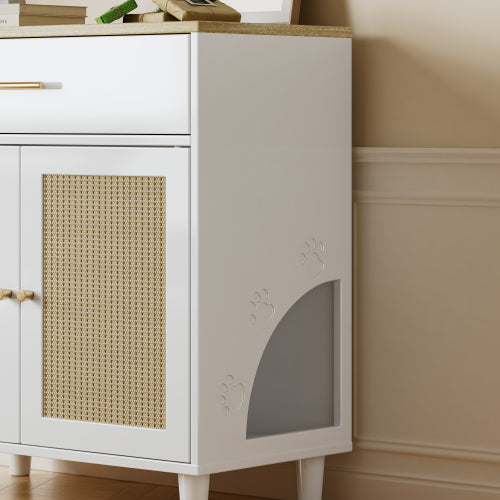 Cat Litter Box Enclosure with Scratch Pad, Hidden Litter Box Furniture and Storage Cabinet