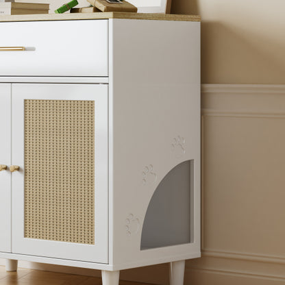 Cat Litter Box Enclosure with Scratch Pad, Hidden Litter Box Furniture and Storage Cabinet