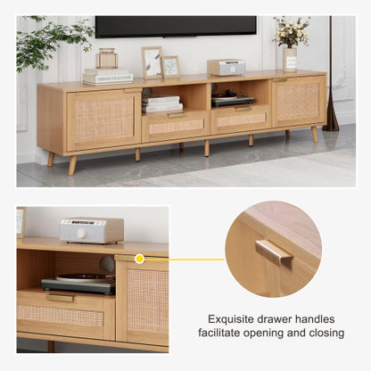 Large Rattan TV Console Table Suitable For Up To 85 Inch Home TV