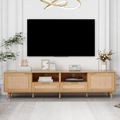 Large Rattan TV Console Table Suitable For Up To 85 Inch Home TV
