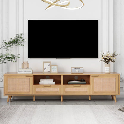 Large Rattan TV Console Table Suitable For Up To 85 Inch Home TV