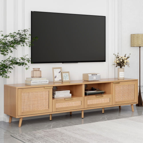 Large Rattan TV Console Table Suitable For Up To 85 Inch Home TV