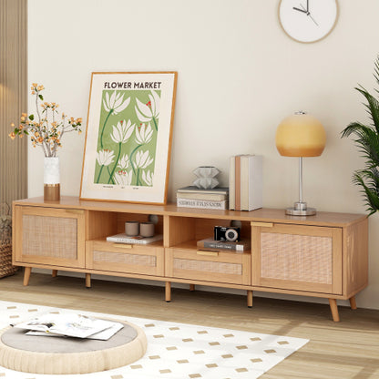 Large Rattan TV Console Table Suitable For Up To 85 Inch Home TV