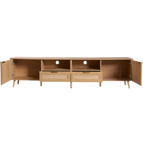 Large Rattan TV Console Table Suitable For Up To 85 Inch Home TV