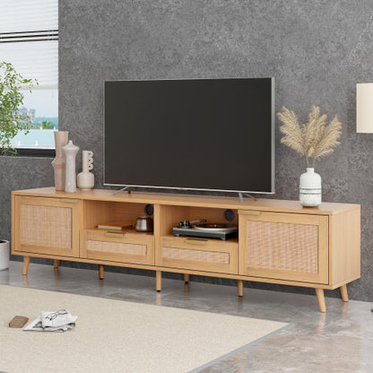 Large Rattan TV Console Table Suitable For Up To 85 Inch Home TV