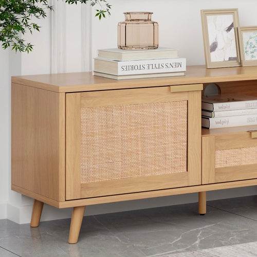 Large Rattan TV Console Table Suitable For Up To 85 Inch Home TV