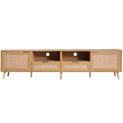 Large Rattan TV Console Table Suitable For Up To 85 Inch Home TV