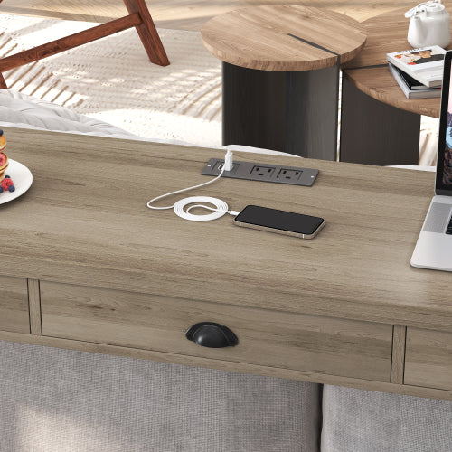 3-Drawer Dining Table Set with Power Outlets, 3 PU Stools, Bar Table Set