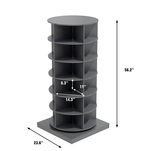 Grey 6-Layer 360 Degree Rotating Household Shoe Cabinet Large Capacity Multi-Purpose Shoe Organizer Cabinet