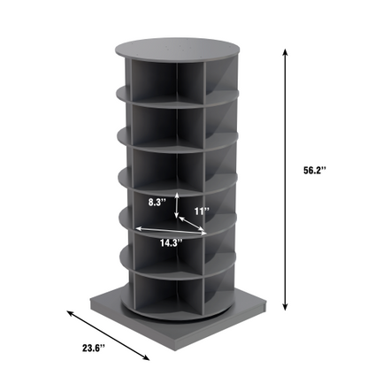 Grey 6-Layer 360 Degree Rotating Household Shoe Cabinet Large Capacity Multi-Purpose Shoe Organizer Cabinet